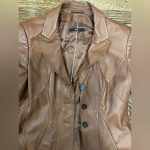 Size 6 BOSS womens brown leather jacket